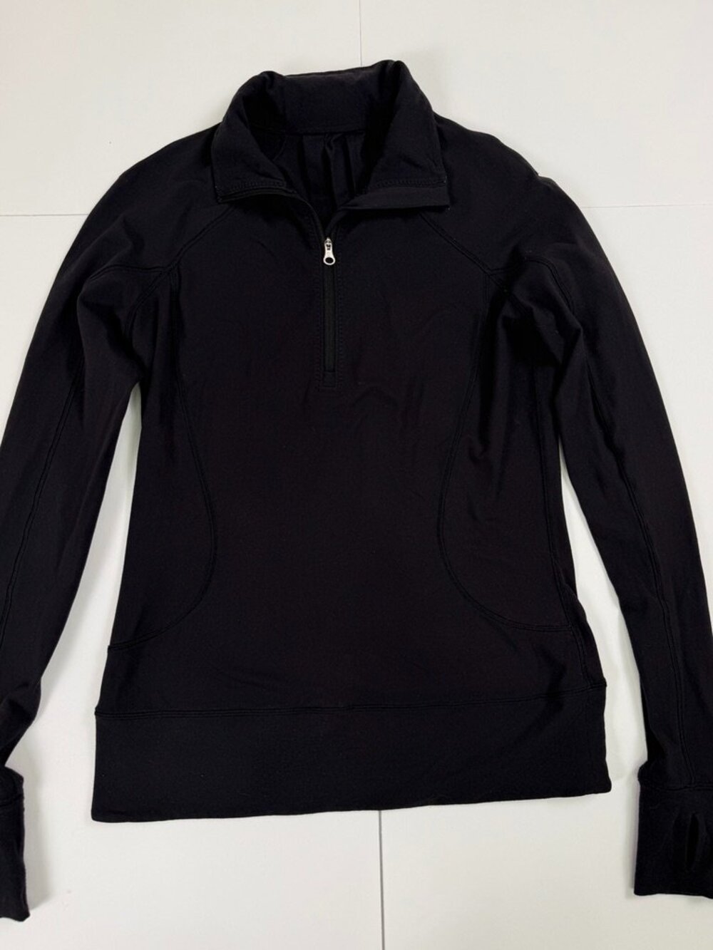 Lululemon Black Run Pace Setter 1/2 Zip Pleated Pullover 6